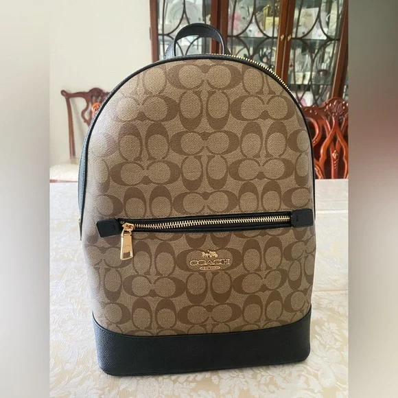 Coach khaki and black backpack Coach Signature Charlie Backpack F58314 MBrown/Black NWT  main image 4